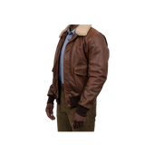 Brown leather jacket with fur lining 