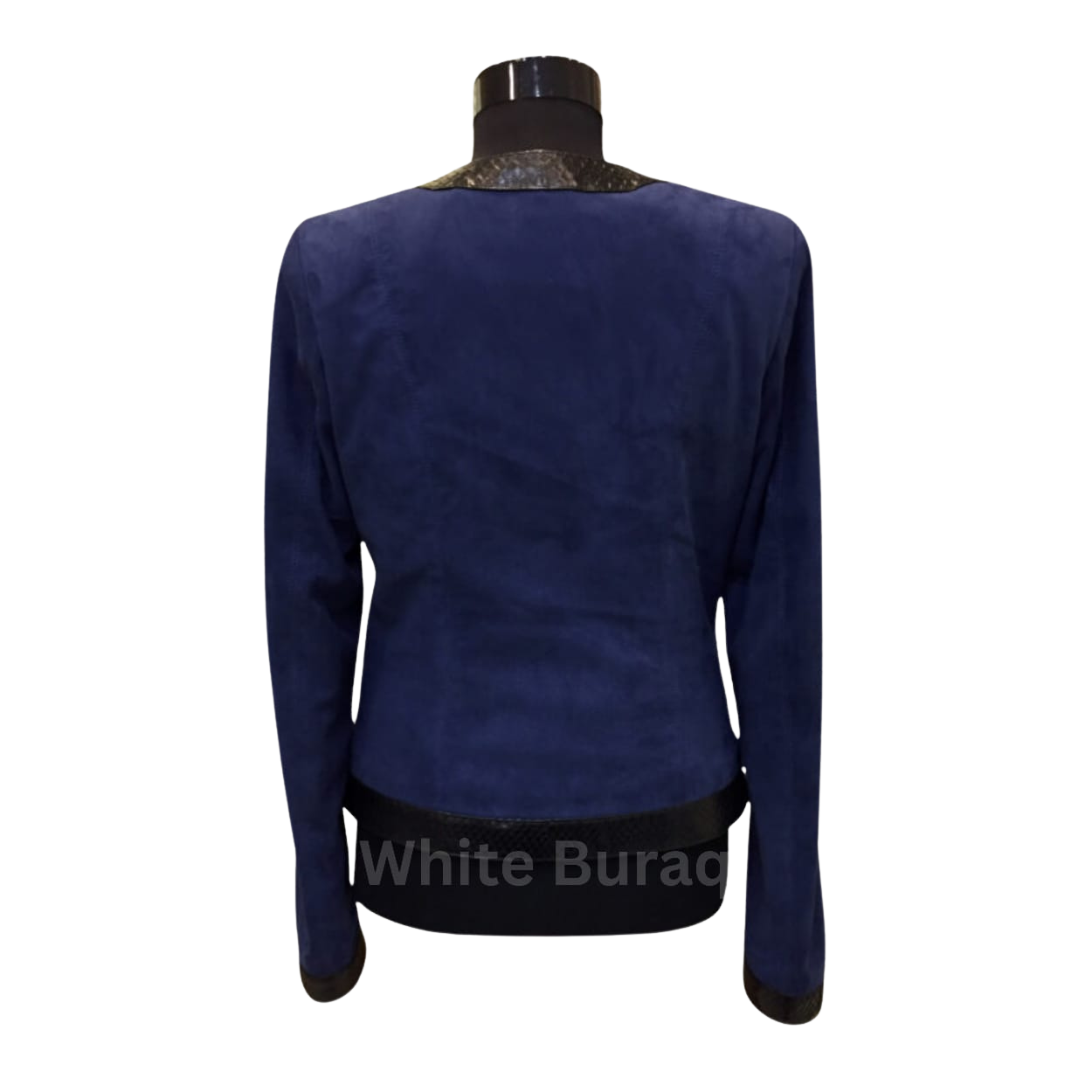 Navy Blue Snake Skin Leather Jacket