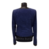 Navy Blue Snake Skin Leather Jacket