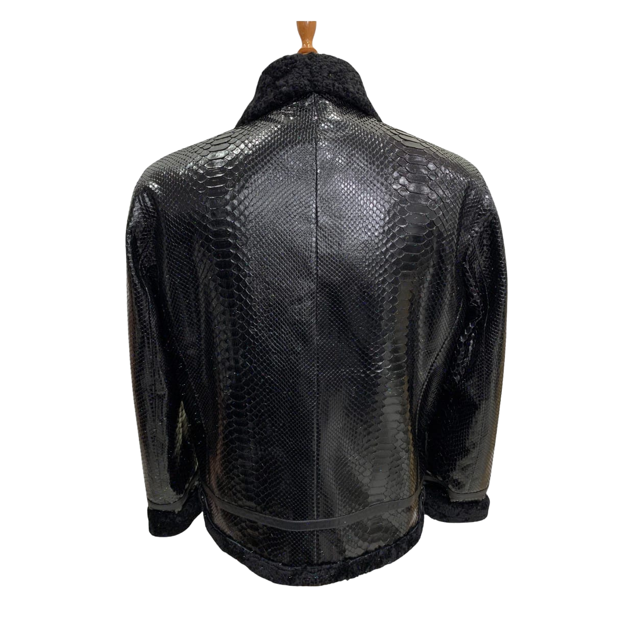 Black leather jacket with snake skin 