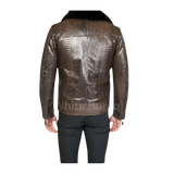Metallic brown leather jacket 