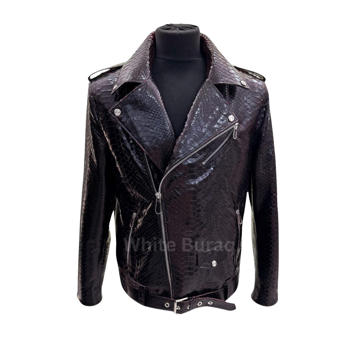 Black leather jacket on a mannequin 