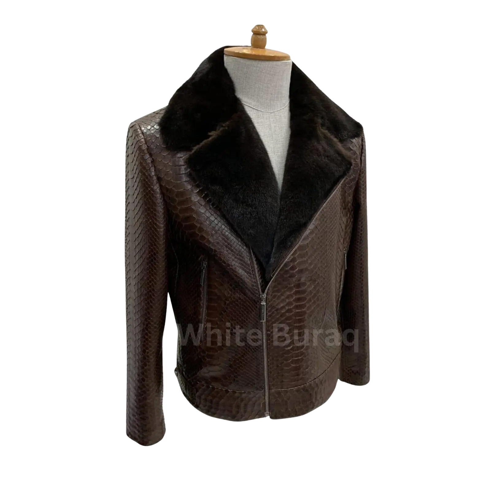 Brown leather jacket on a mannequin 