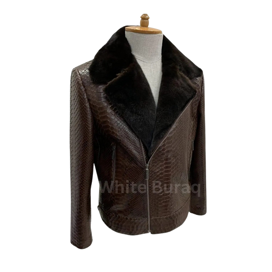 Brown leather jacket on a mannequin 