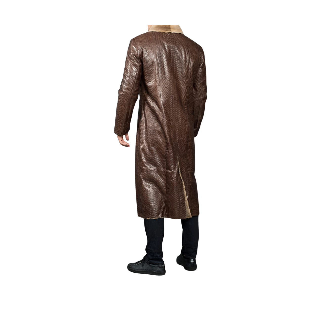 Brown leather coat on a mannequin 
