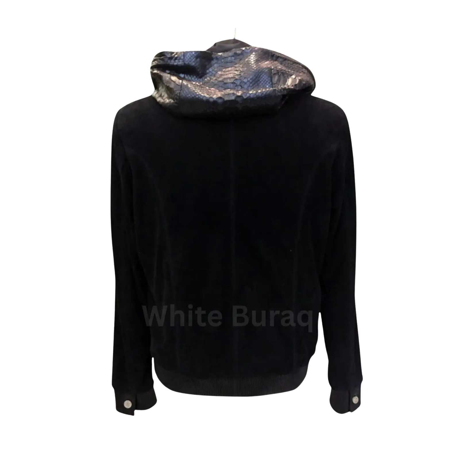 Black hoodie with a patterned hood 