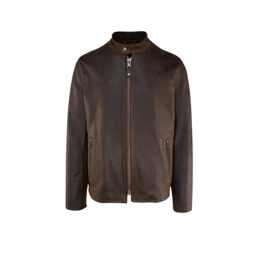 Brown Retro Racer Leather Jacket