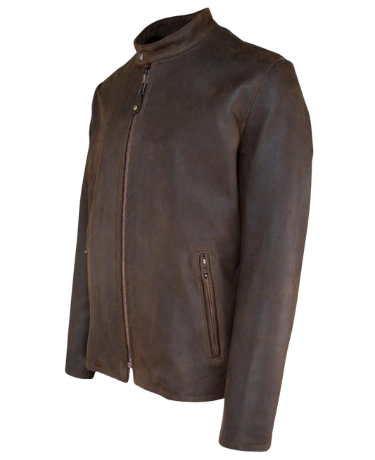 Brown Retro Racer Leather Jacket
