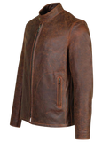Brown leather jacket with zippers 