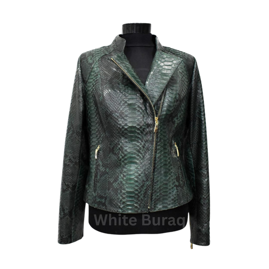 Women’s Green Python Leather Jacket