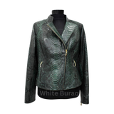 Women’s Green Python Leather Jacket