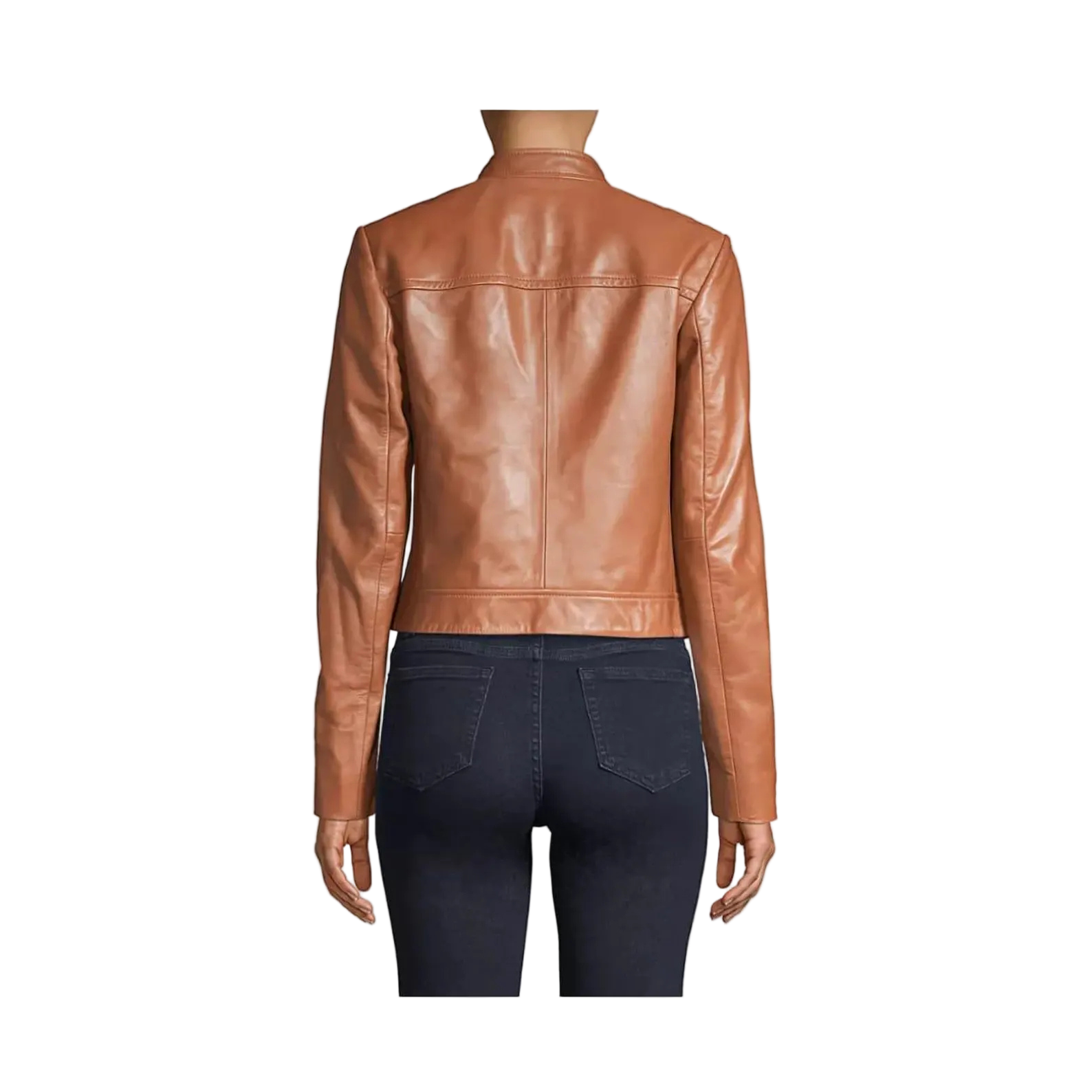 Brown leather jacket worn by a person
