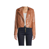 Brown leather jacket worn by a person 
