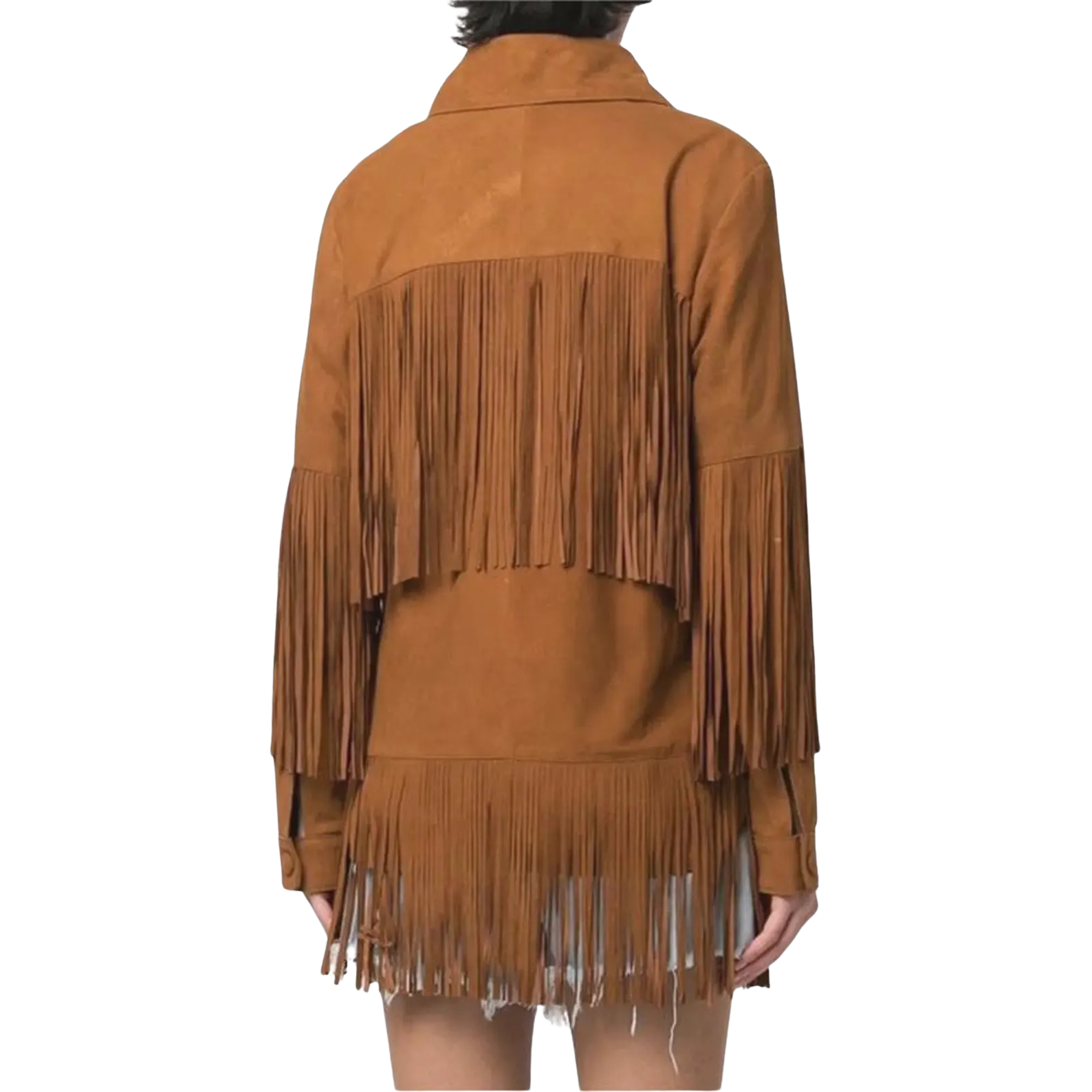 Brown suede fringe jacket 