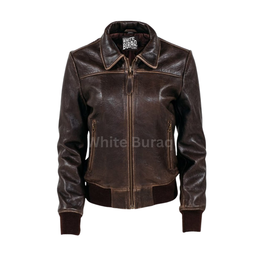 Brown leather jacket 