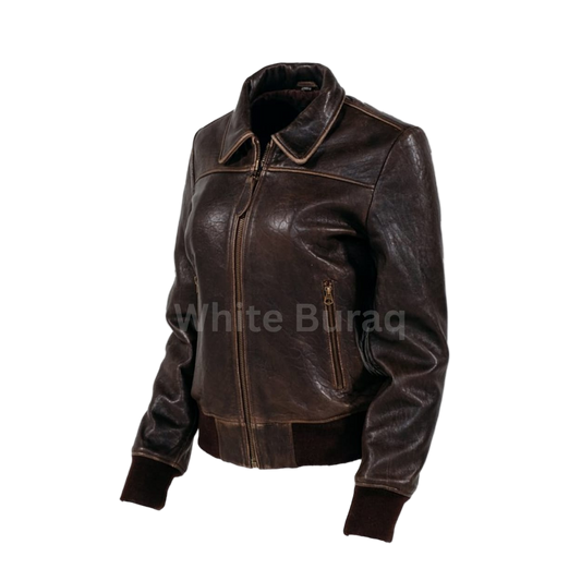 Brown leather jacket 