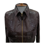 Brown leather vest with snake skin pattern 