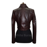 Brown leather jacket on a mannequin 