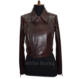 Brown leather jacket on a mannequin 