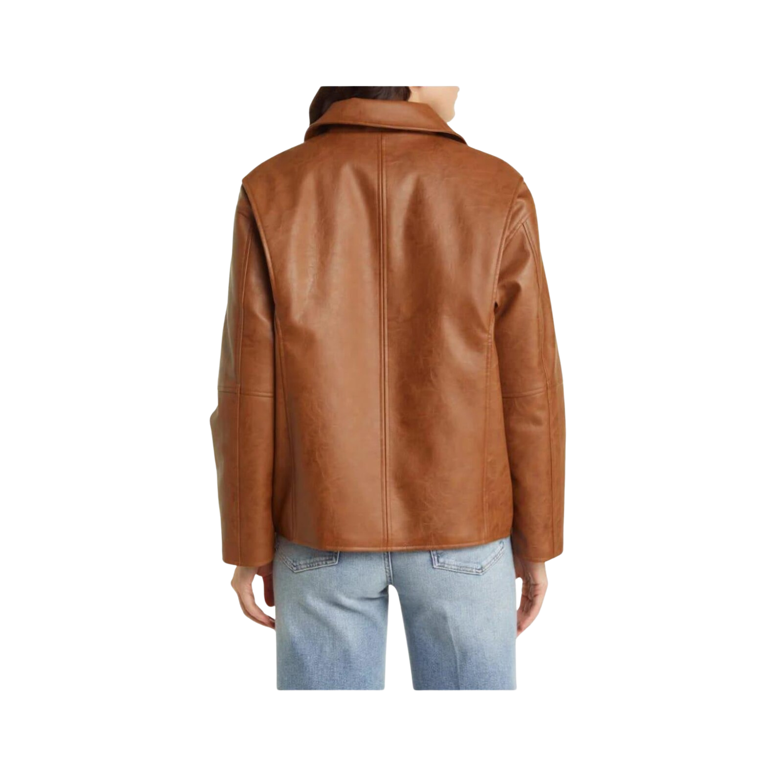 Brown leather jacket worn by a person 