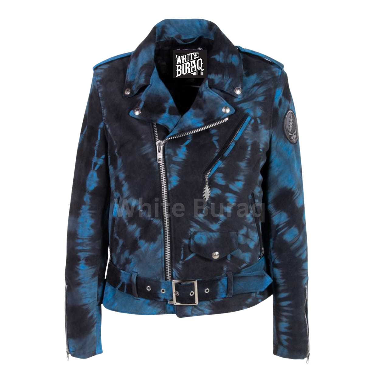 Blue and black tie-dye jacket 