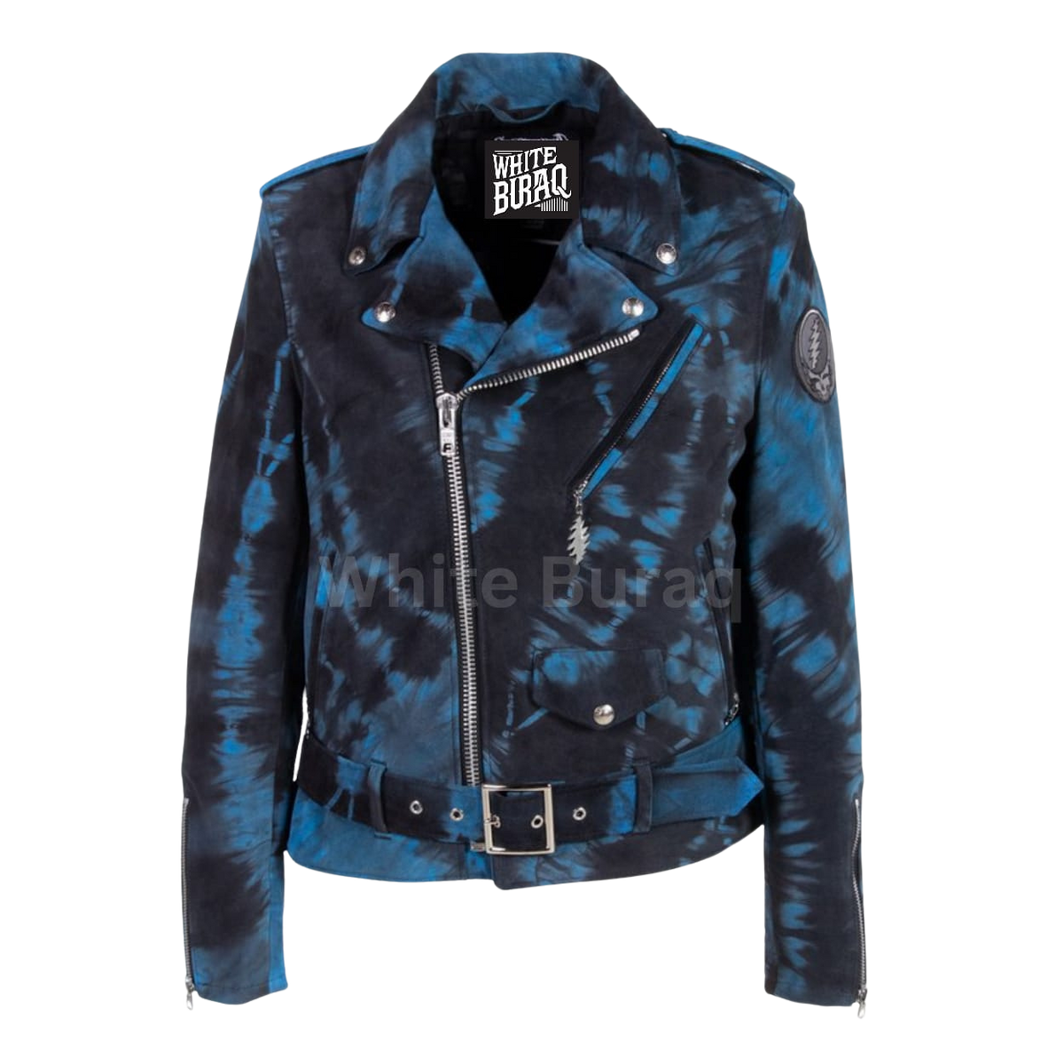 Blue and black tie-dye jacket 