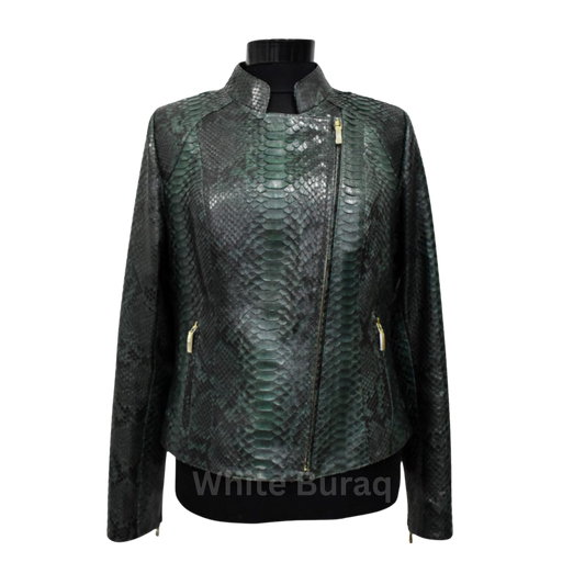 Women’s Green Python Leather Jacket