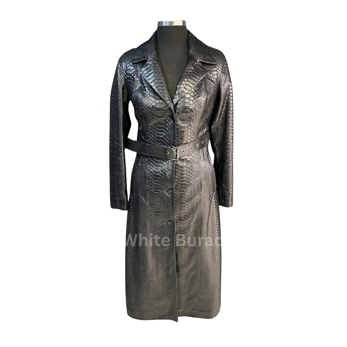 black metallic trench coat 