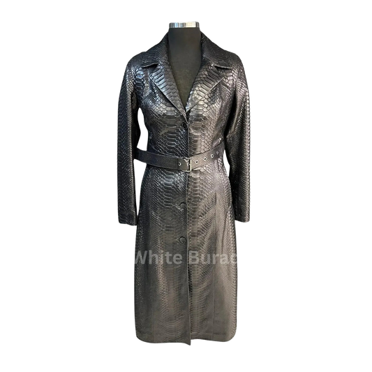 black metallic trench coat 
