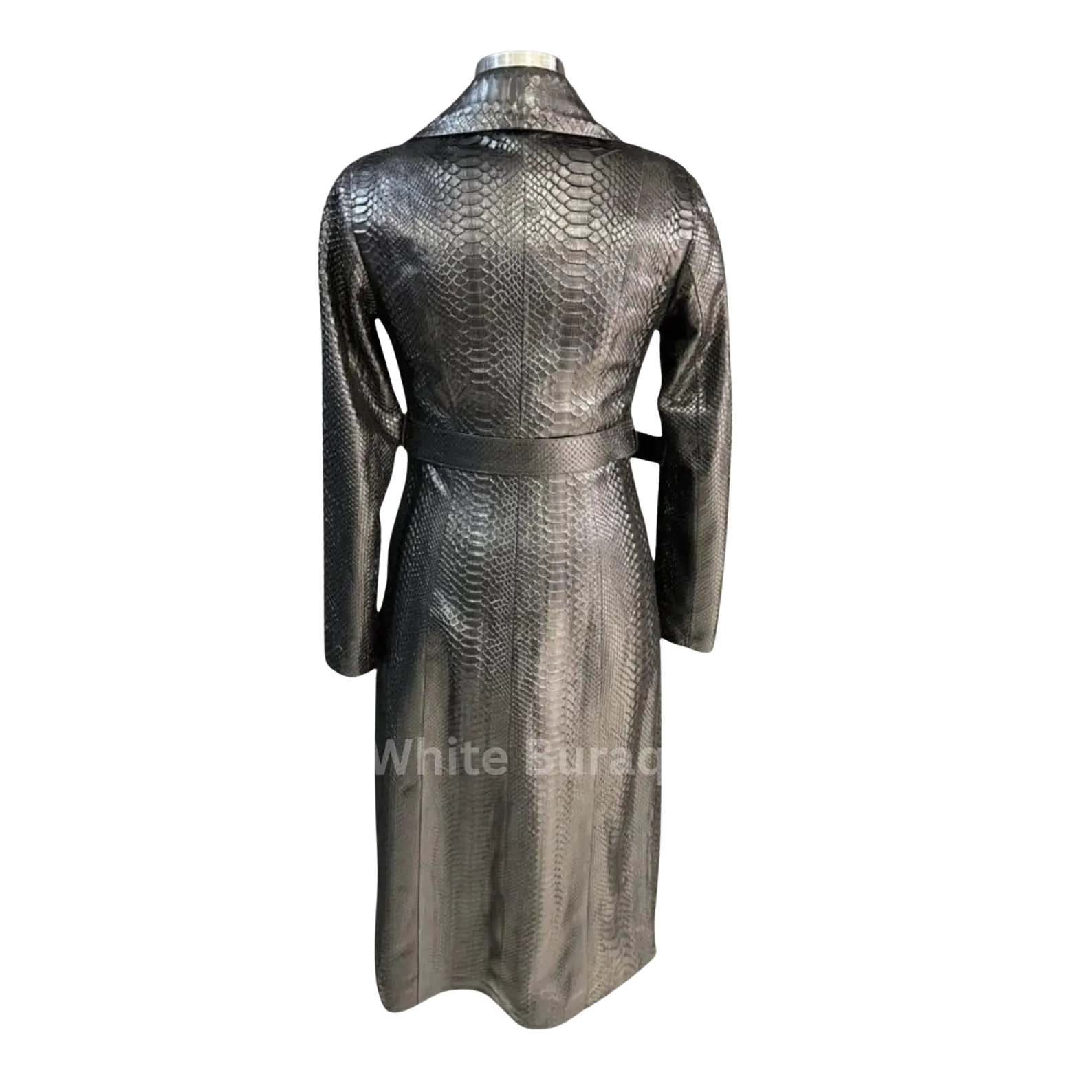 black metallic trench coat 