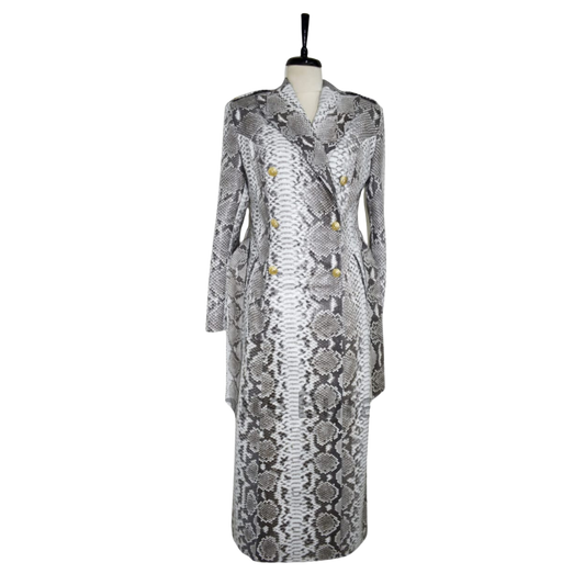 Patterned coat on a mannequin 