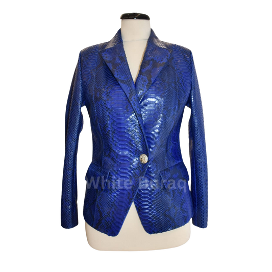 Blue snakeskin patterned jacket 