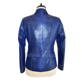 Blue snakeskin-patterned jacket
