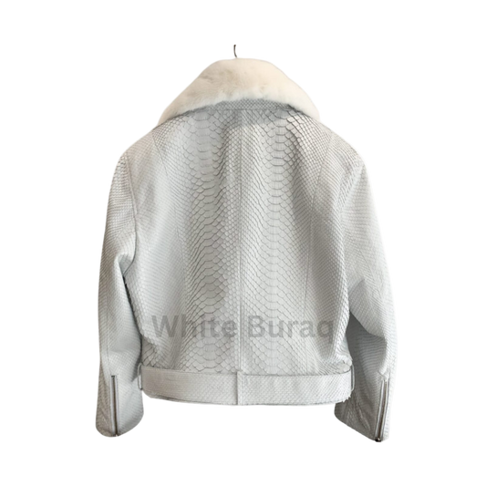White leather jacket with fur lining 