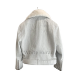 White leather jacket with fur lining 