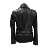 Black leather jacket with decorative elements
