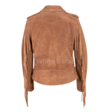 Brown suede jacket with fringes 