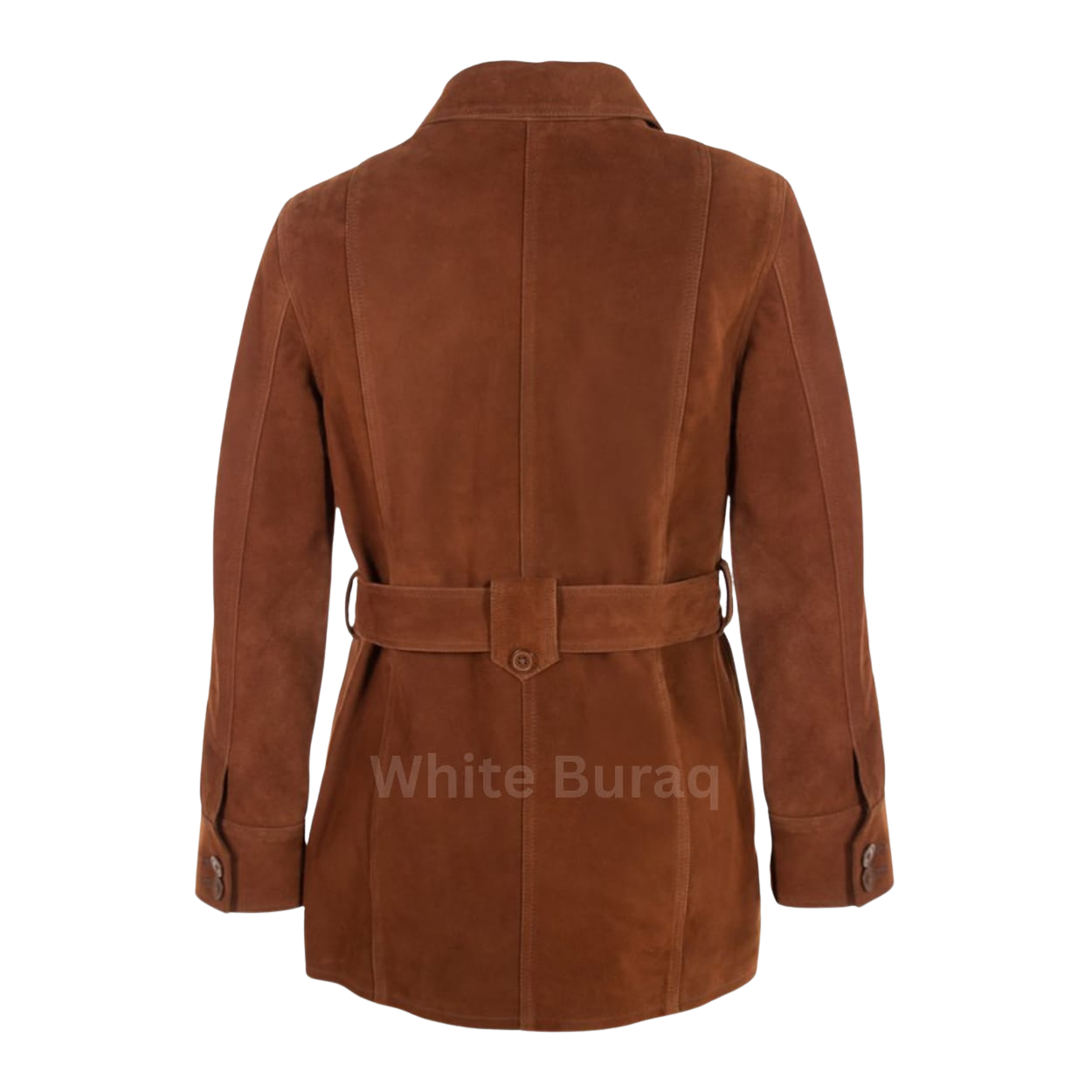 Brown suede coat with a belt 