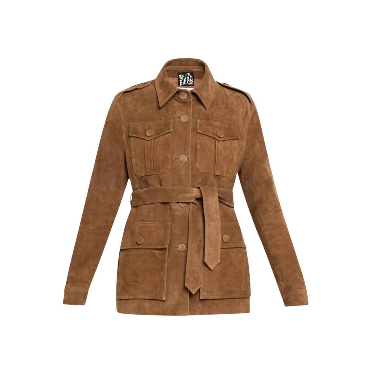 Brown suede jacket with a belt 
