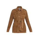 Brown suede jacket with a belt 