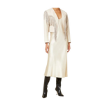 Long cream dress with fringe details 