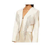 Beige jacket with fringe details 