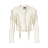 White fringe jacket on a white background