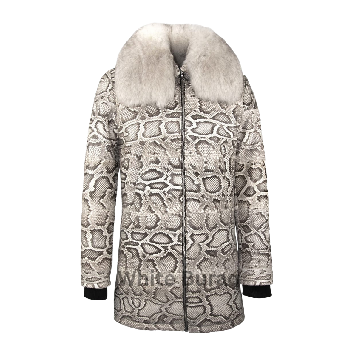 White Python Leather Coat