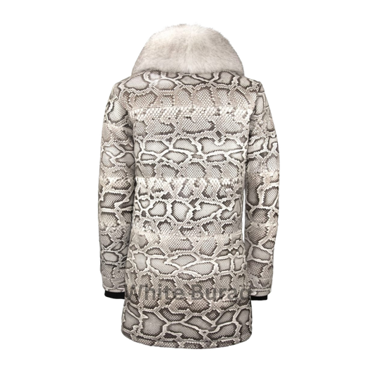 White Python Leather Coat