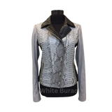 White Real Python Leather Jacket