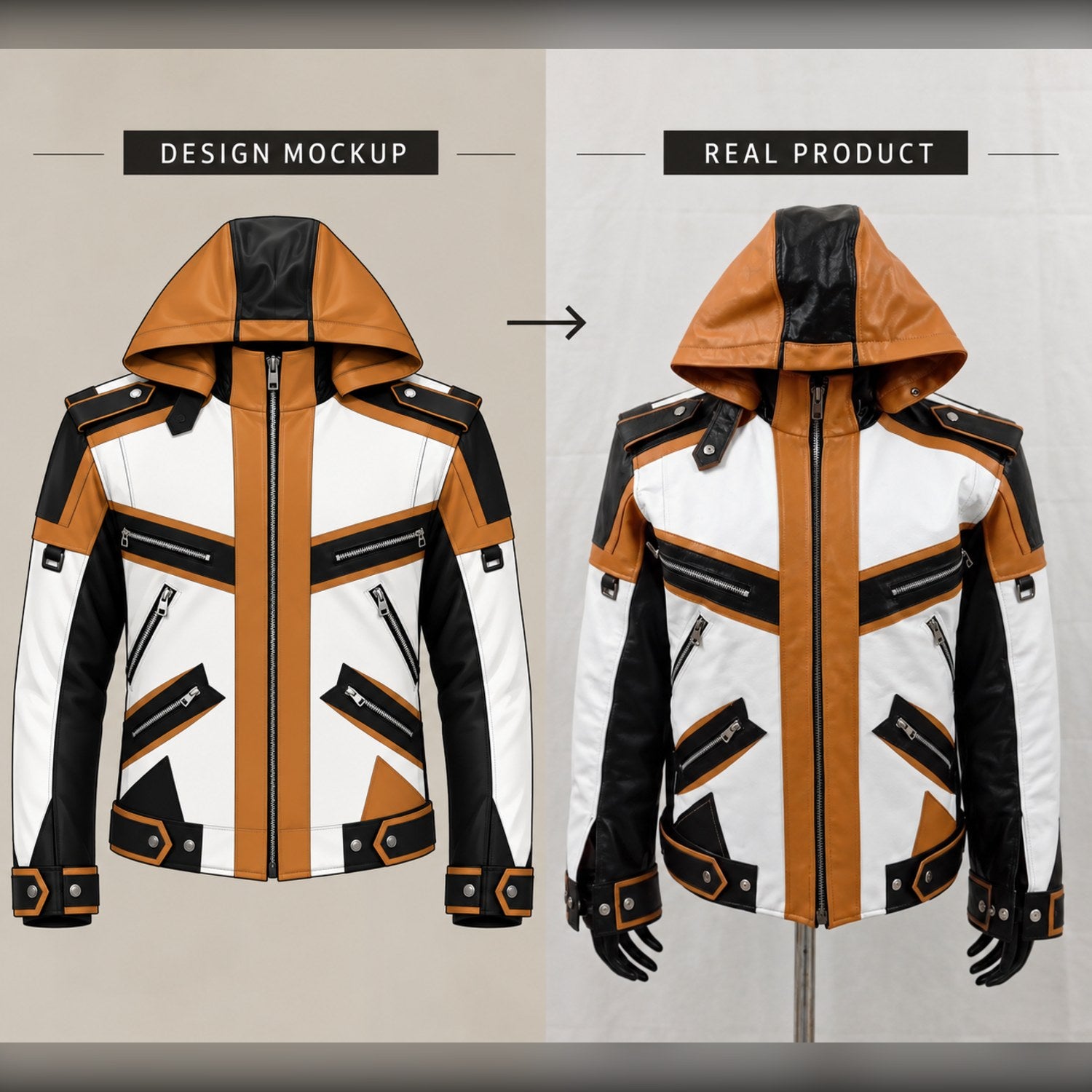 From design mockup to real custom leather jacket
