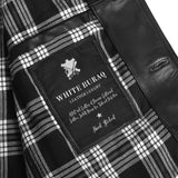 Men's Black Cowhide Car Coat with Plaid Lining – black and white plaid lining with inside label