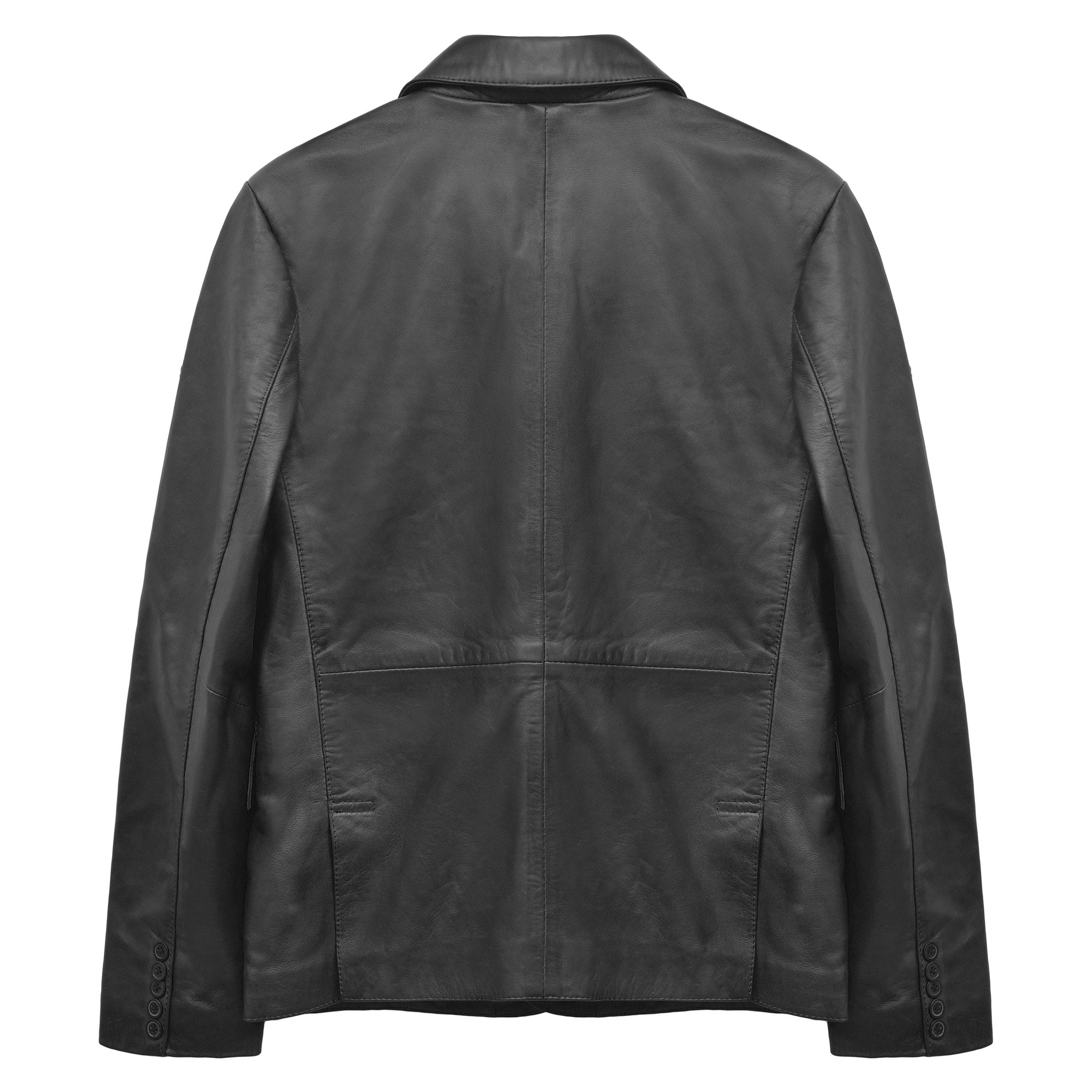 Men's Modern Leather Blazer in Black – back view