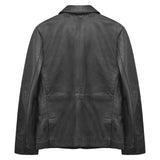 Men's Modern Leather Blazer in Black – back view